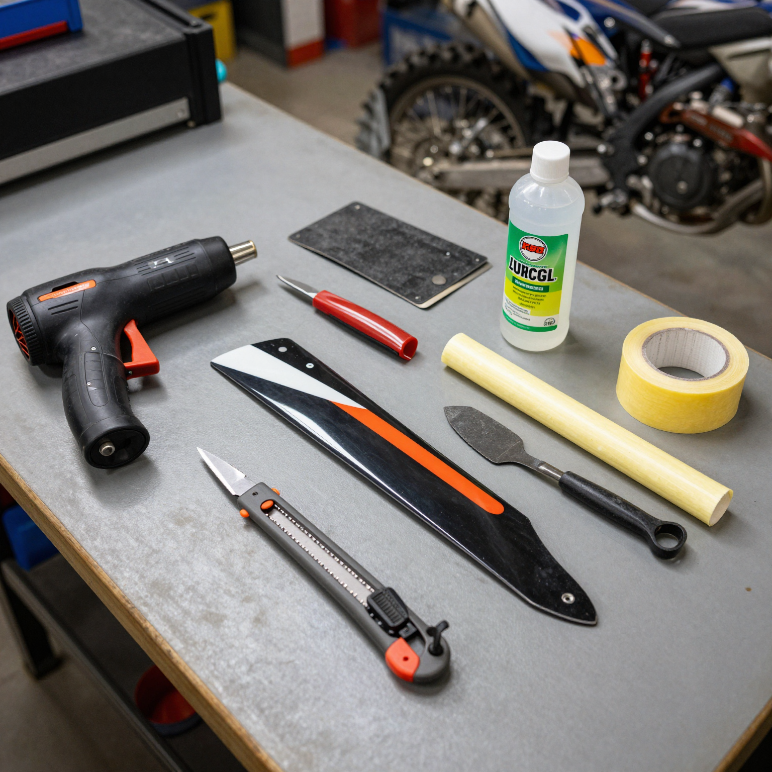 Essential tools for installing dirt bike graphics