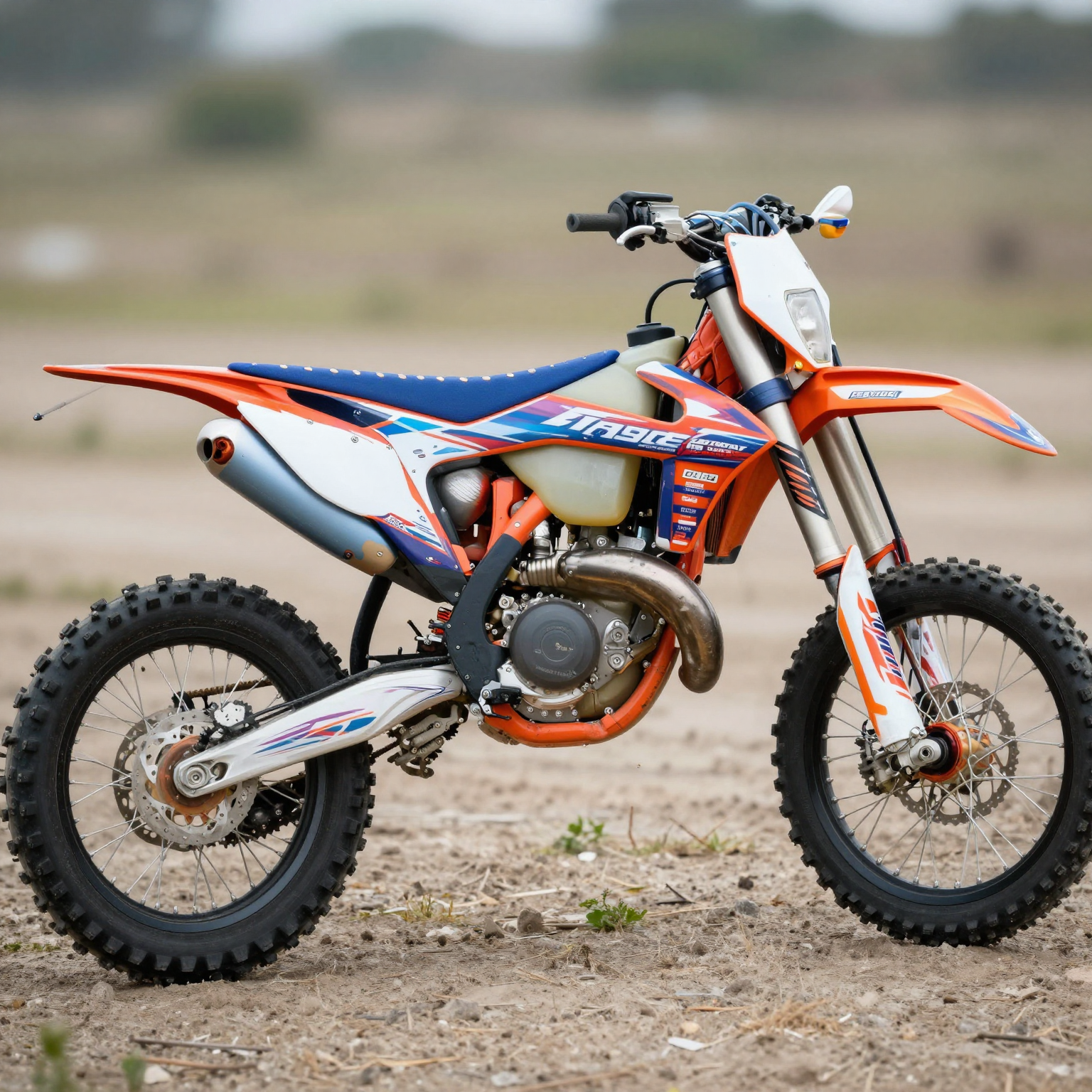 Vibrant dirt bike with custom graphics