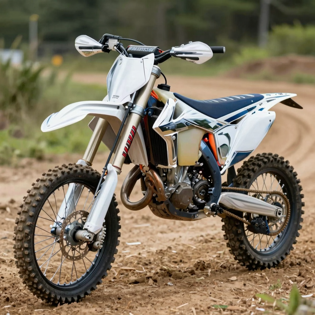 Dirt bike with chrome graphics