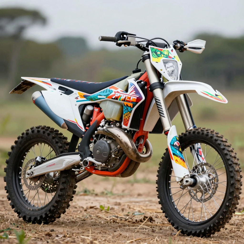 Dirt bike with various customized graphic styles