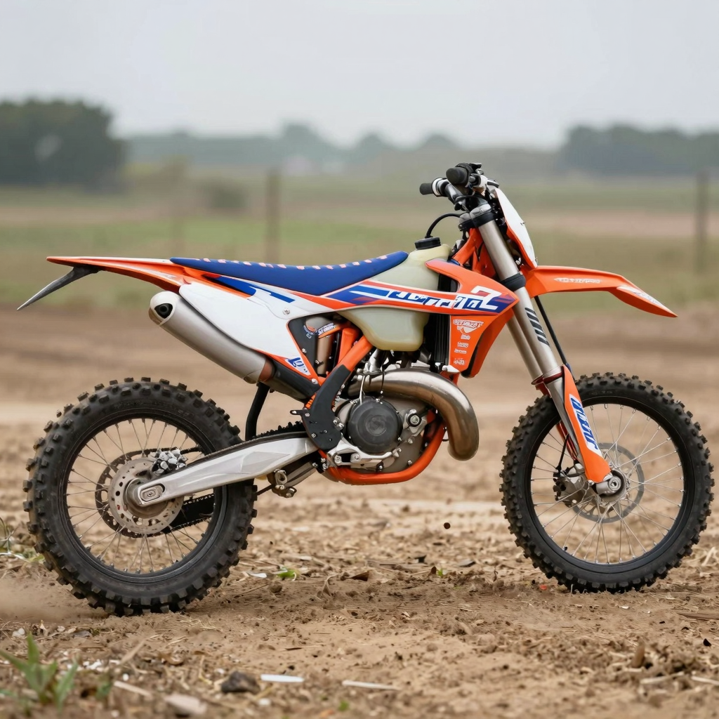 Dirt bike with vibrant graphics showcasing well-maintained plastics