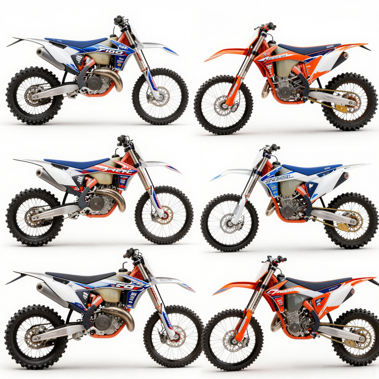 A variety of popular dirt bike graphics designs showcasing colors and styles