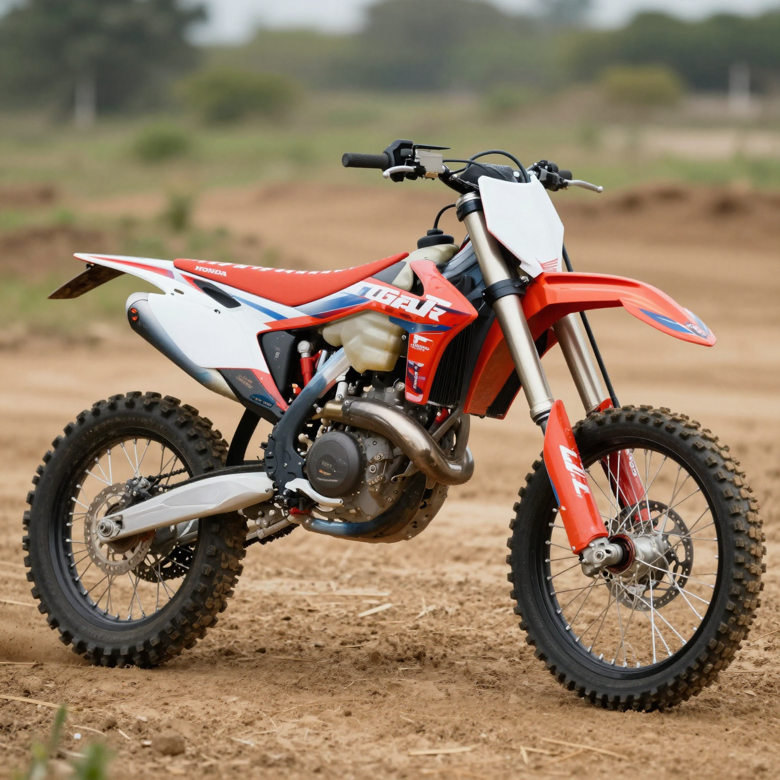 Vibrant Honda Dirt Bike with Custom Graphics