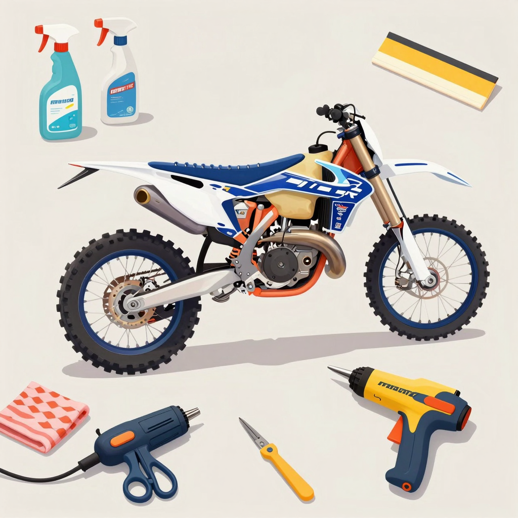 Preparation for applying dirt bike graphics