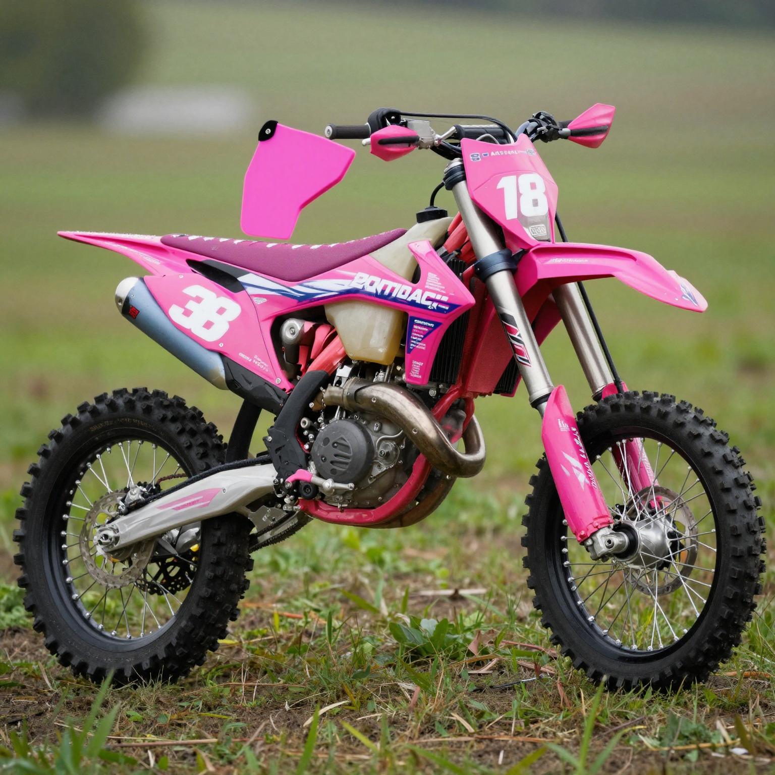 Vibrant pink dirt bike showcasing thrilling graphics