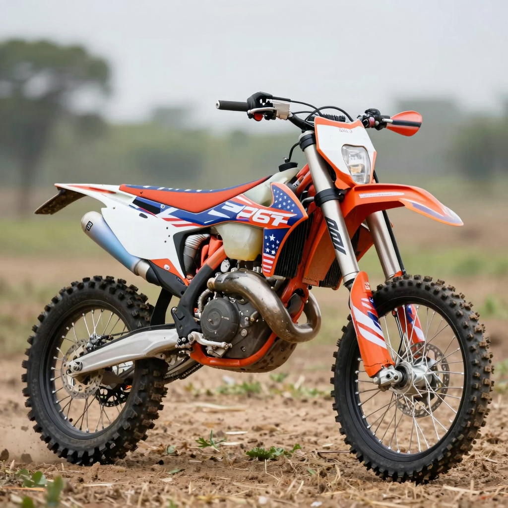 Dirt Bike with American Flag Graphics