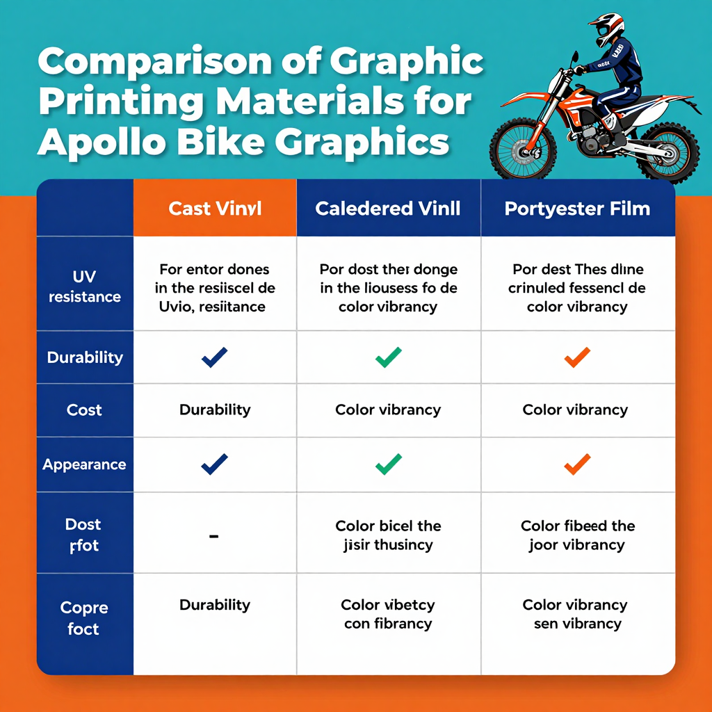 Comparison of Graphic Printing Materials for Apollo Dirt Bike Graphics