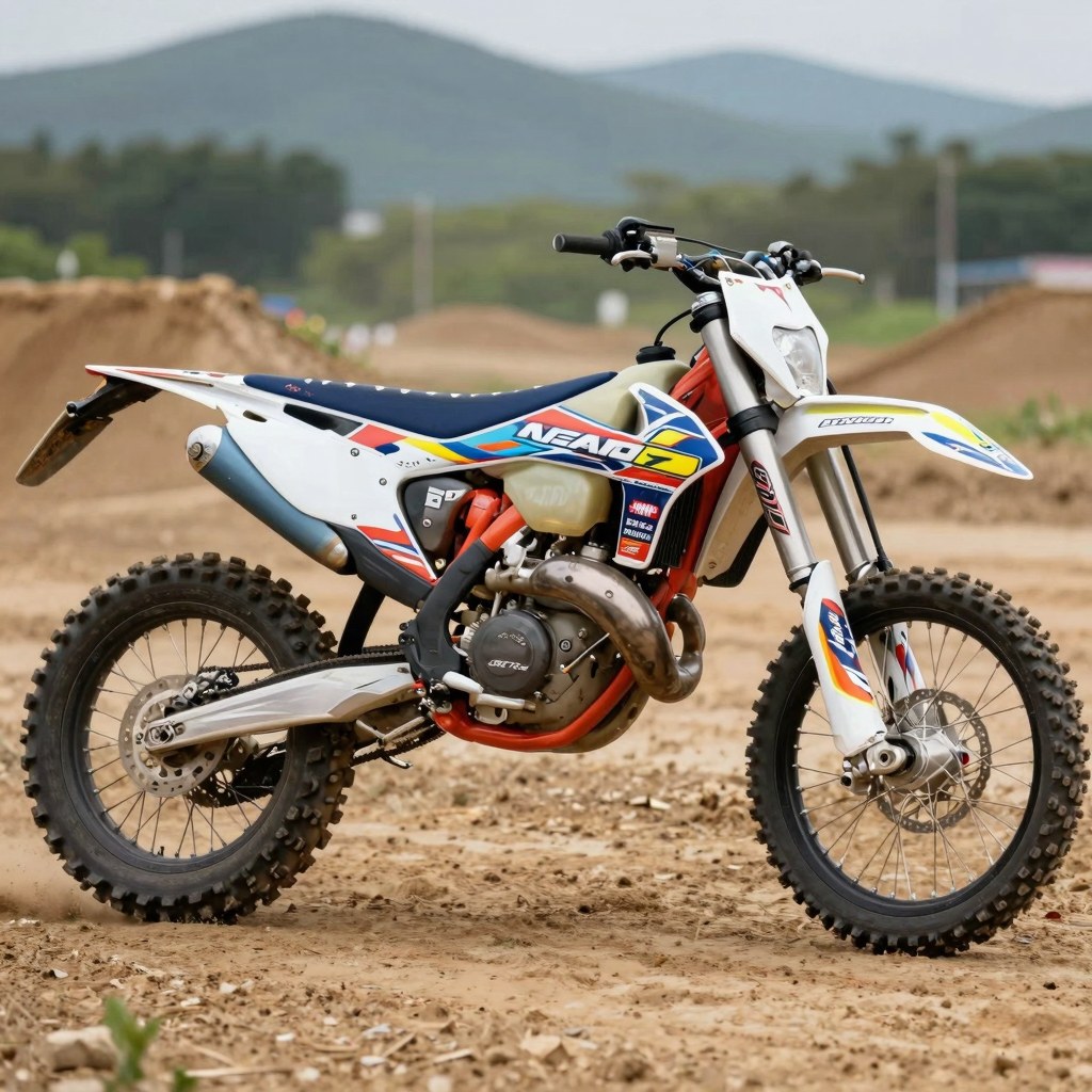A motorcycle with customized graphics
