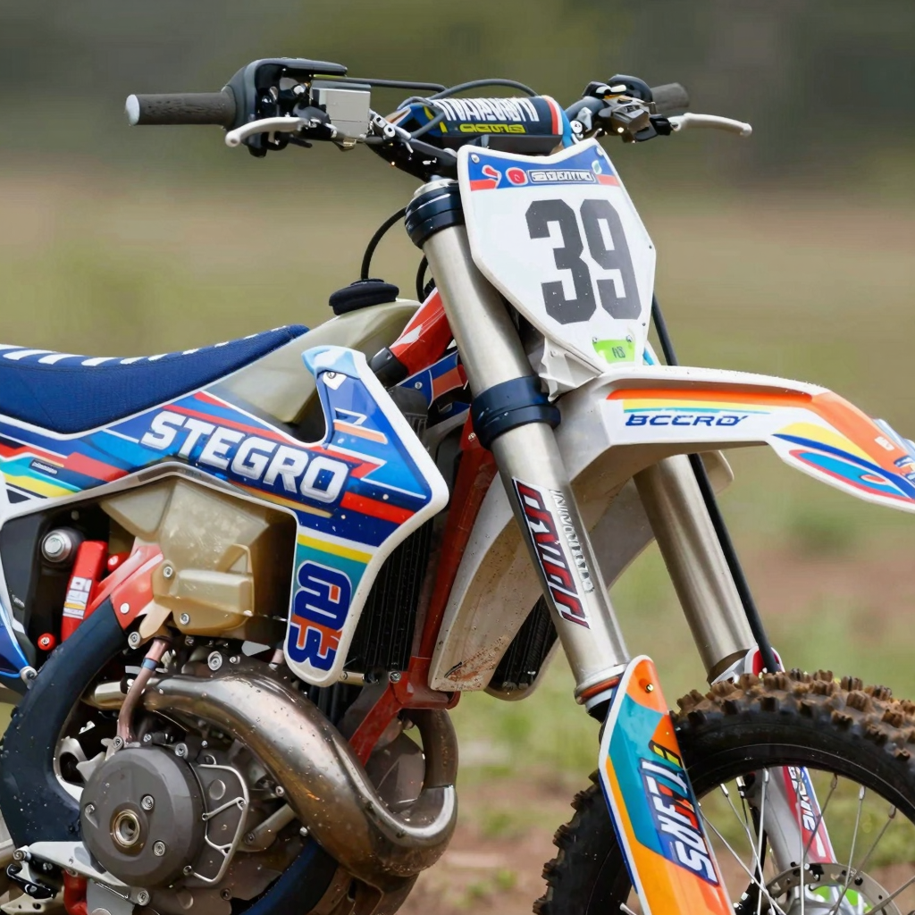 Decal Works custom dirt bike graphics installed on a motocross bike