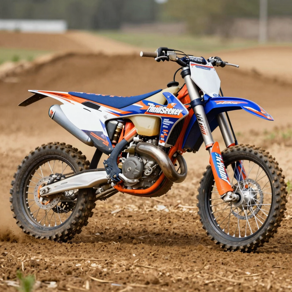 ThrillSeeker dirt bike with full wrap graphics on a motocross track