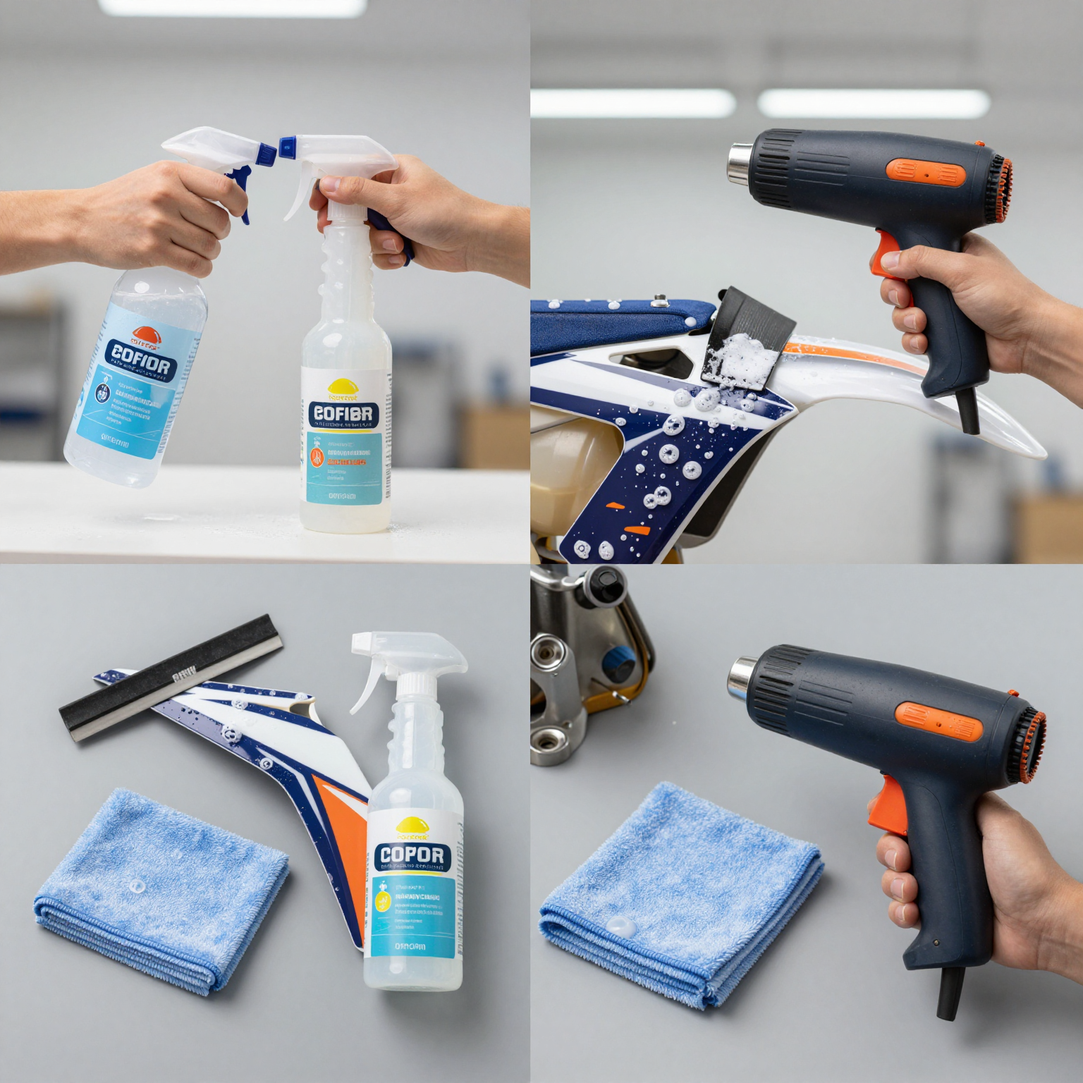 Dirt bike graphics installation tools and methods