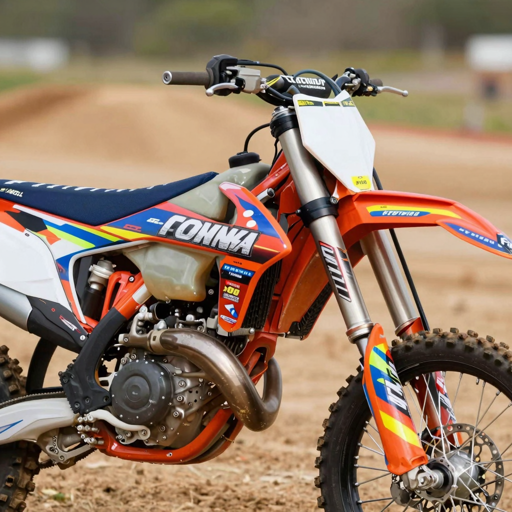 Custom dirt bike graphics on a modern motocross bike