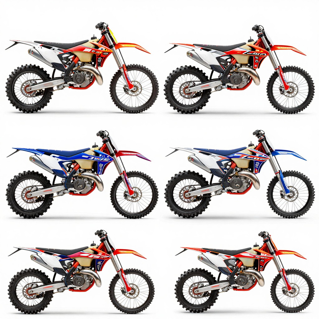 A variety of vibrant dirt bike graphics designs