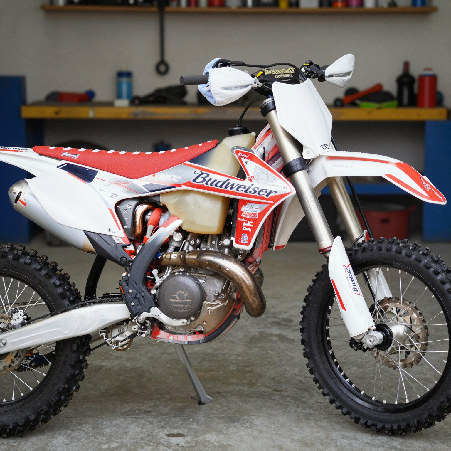 Cleaning dirt bike graphics with a microfiber cloth