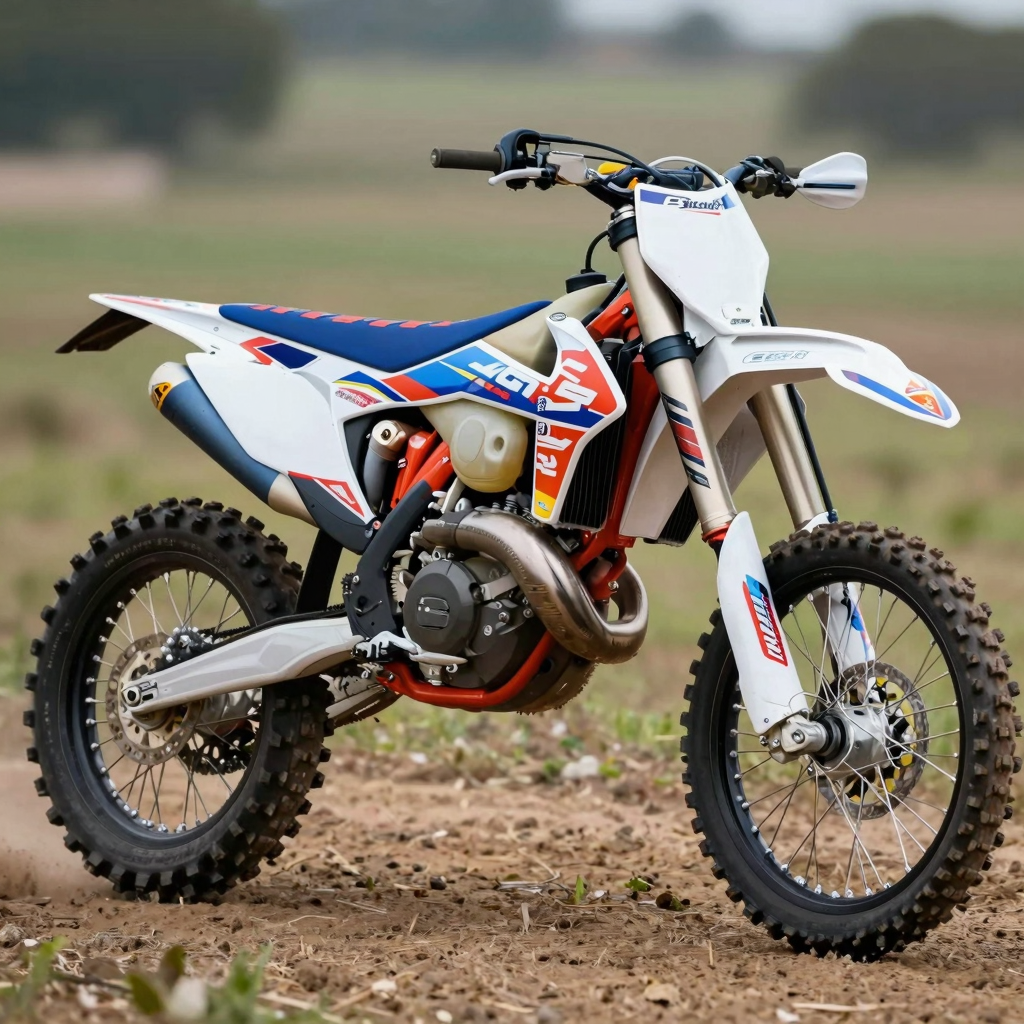 Dirt bike showcasing clear graphics