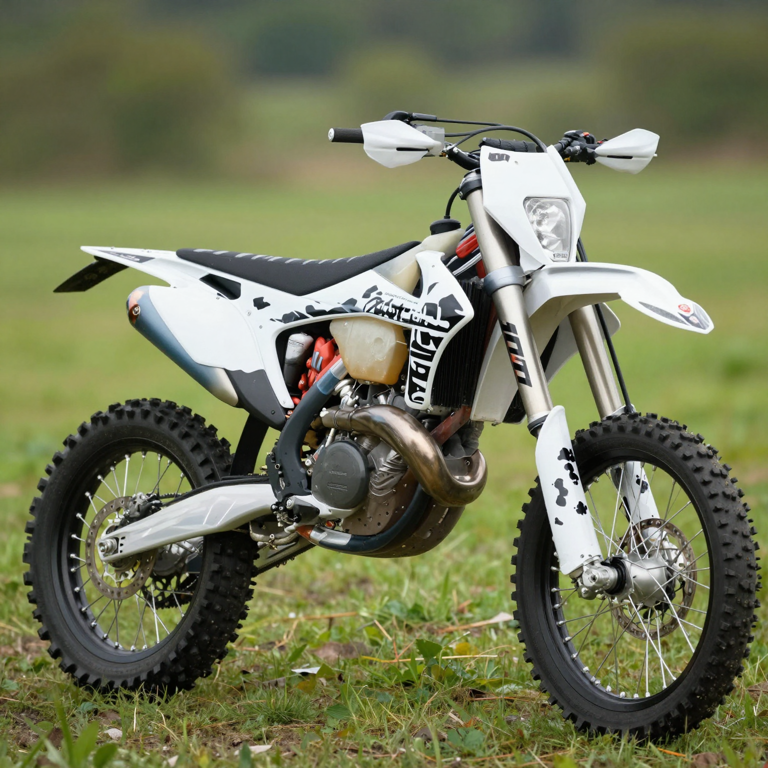 Dirt bike with cow print graphics