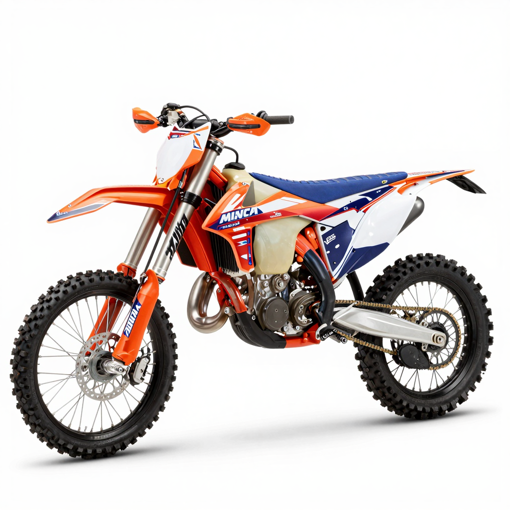 Custom dirt bike with vibrant graphics and plastics