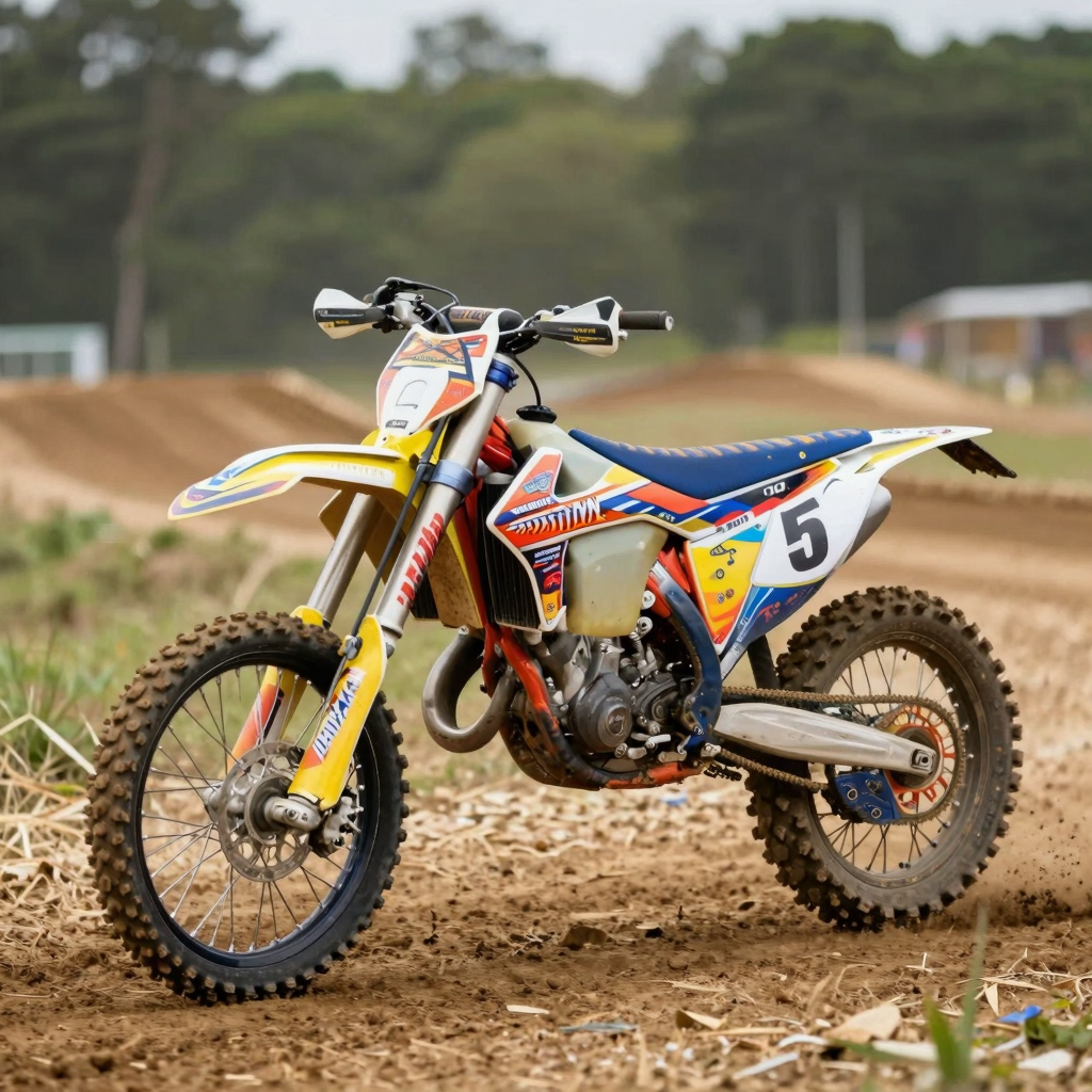 Dirt bike with custom graphics