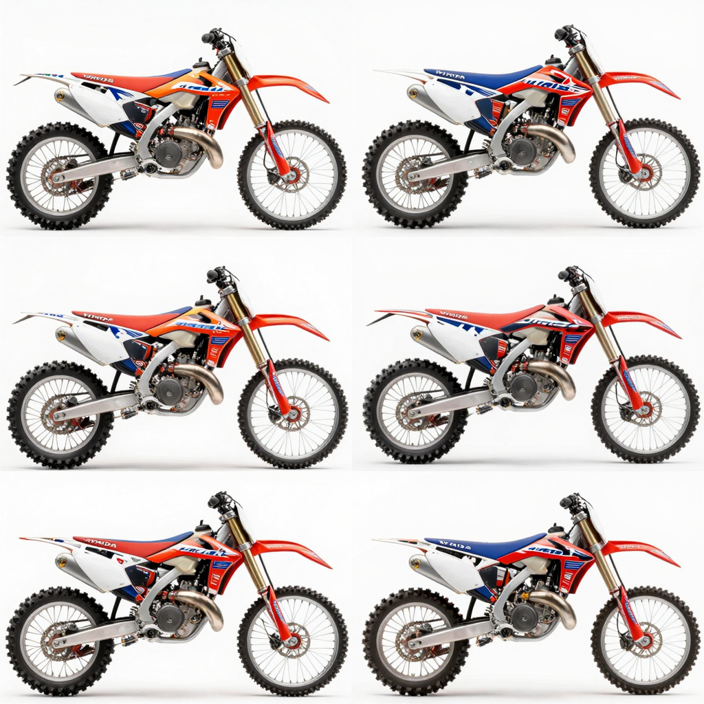 Collage of Honda Dirt Bike Graphics Through the Decades