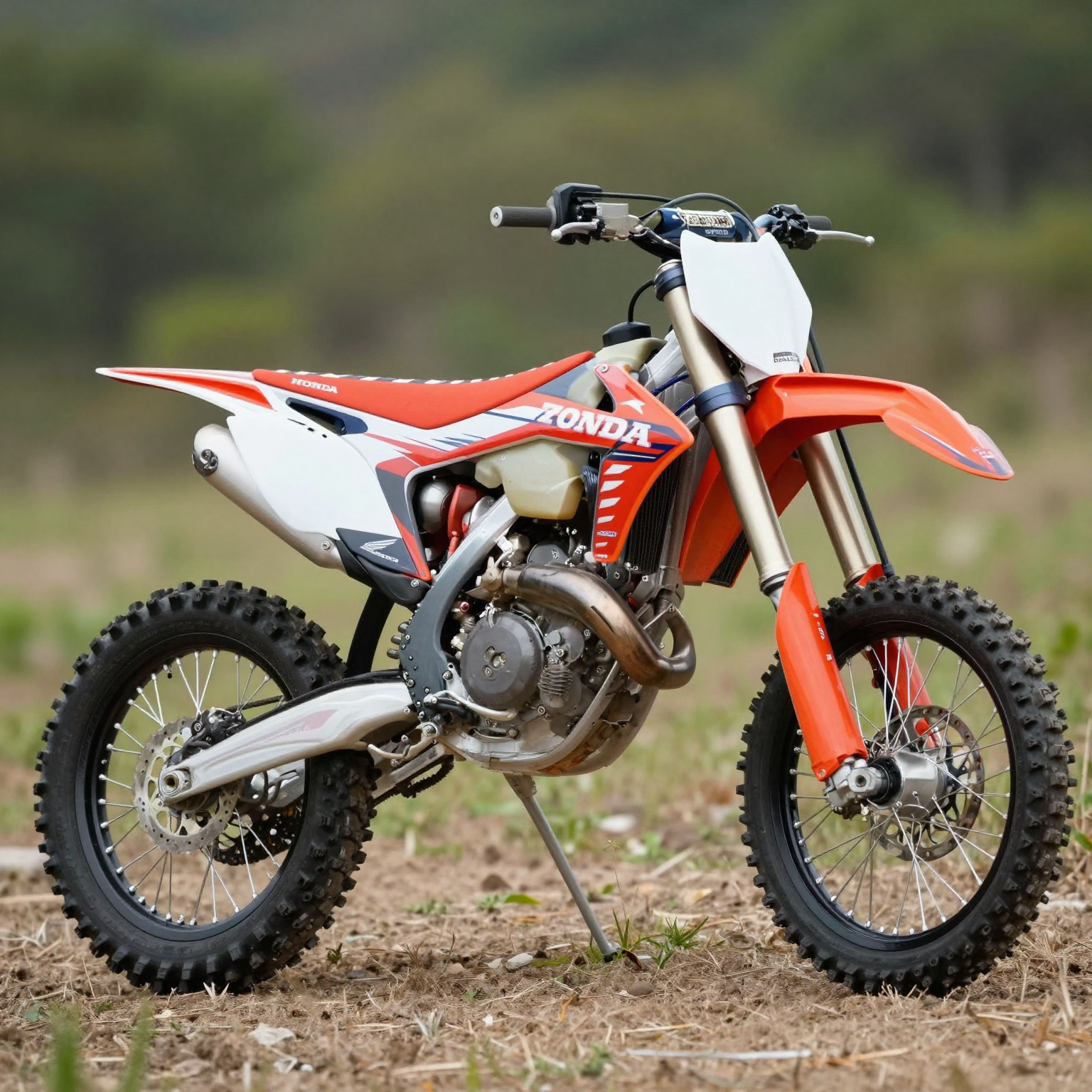 A well-designed Honda dirt bike featuring an attractive graphic kit.