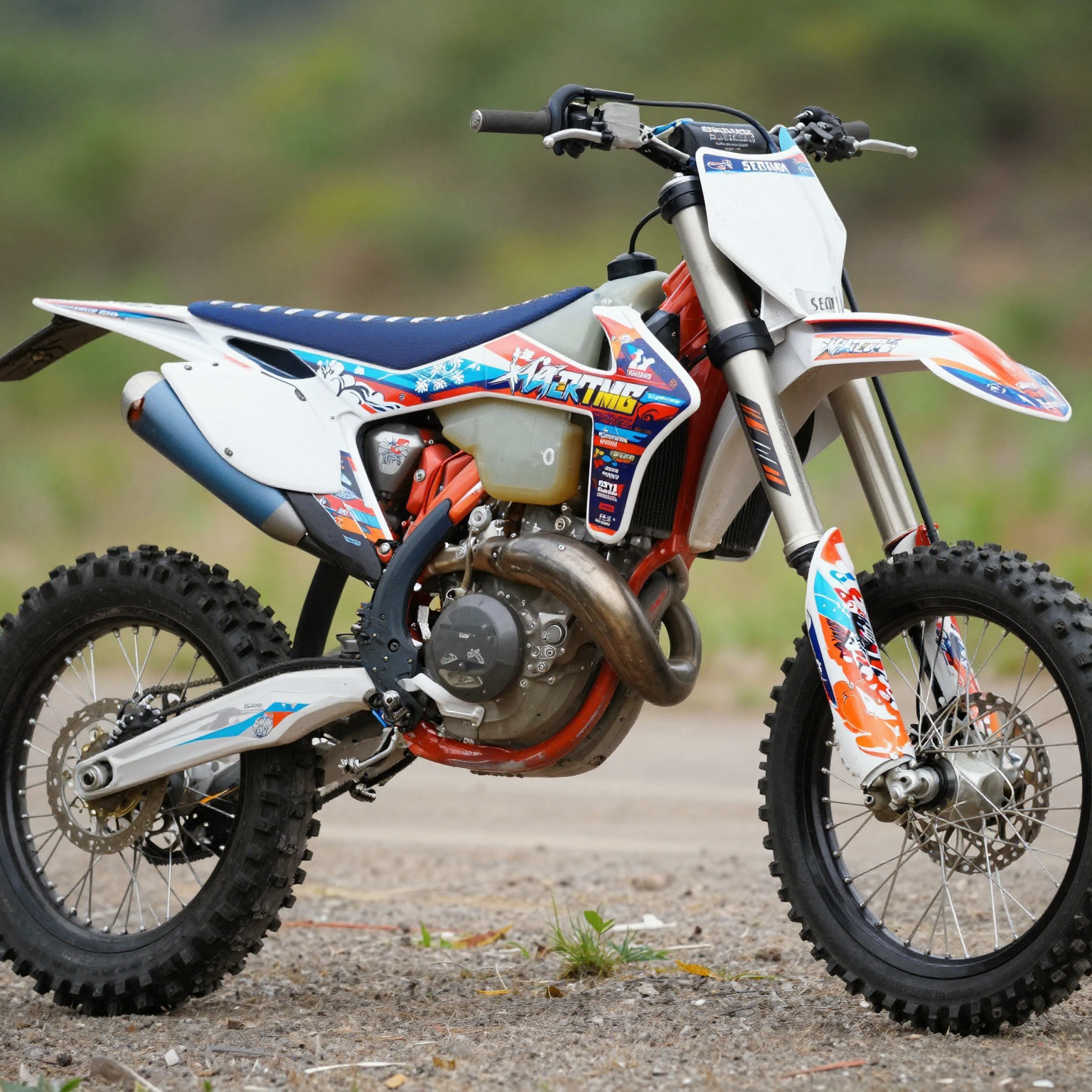 Dirt bike with custom graphics