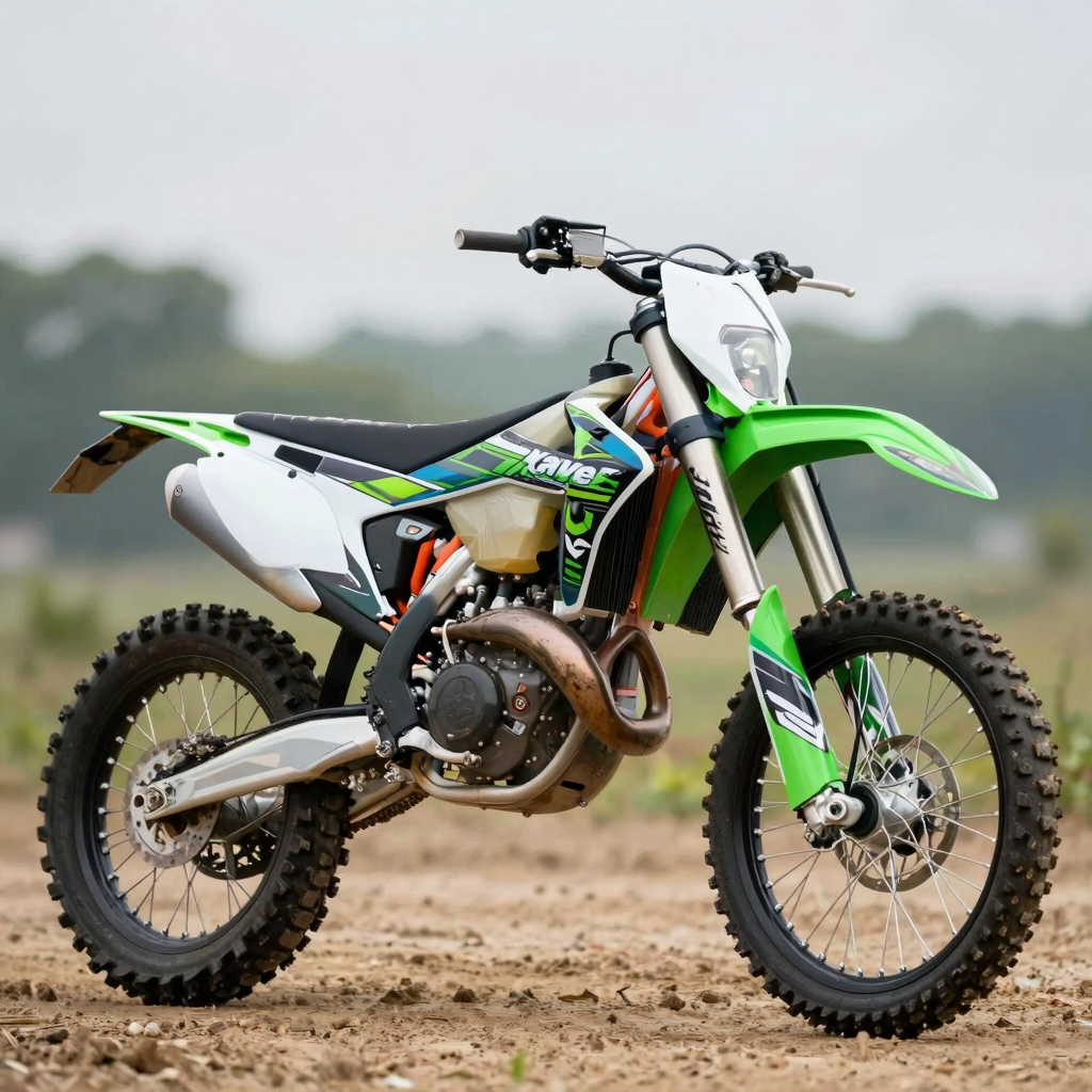 Kawasaki dirt bike with custom graphics