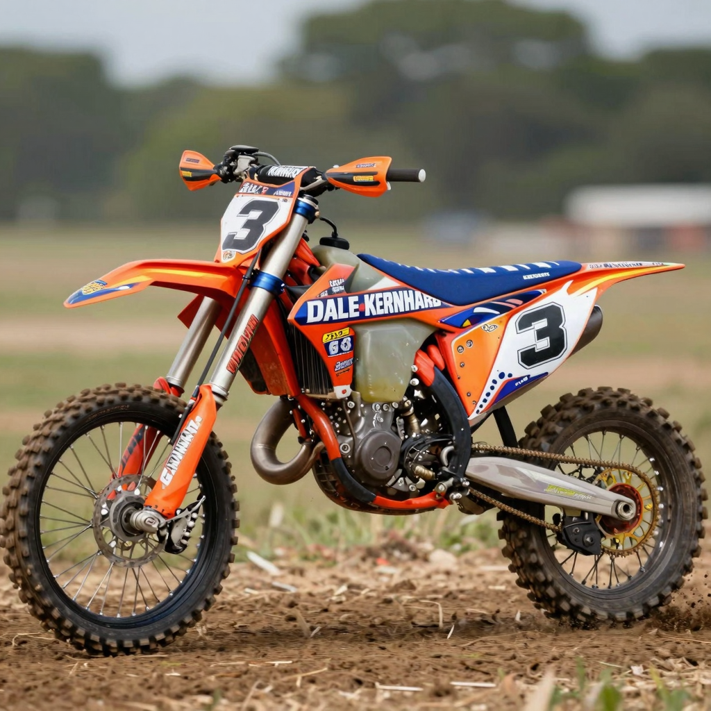 Dirt bike with Dale Earnhardt-inspired graphics