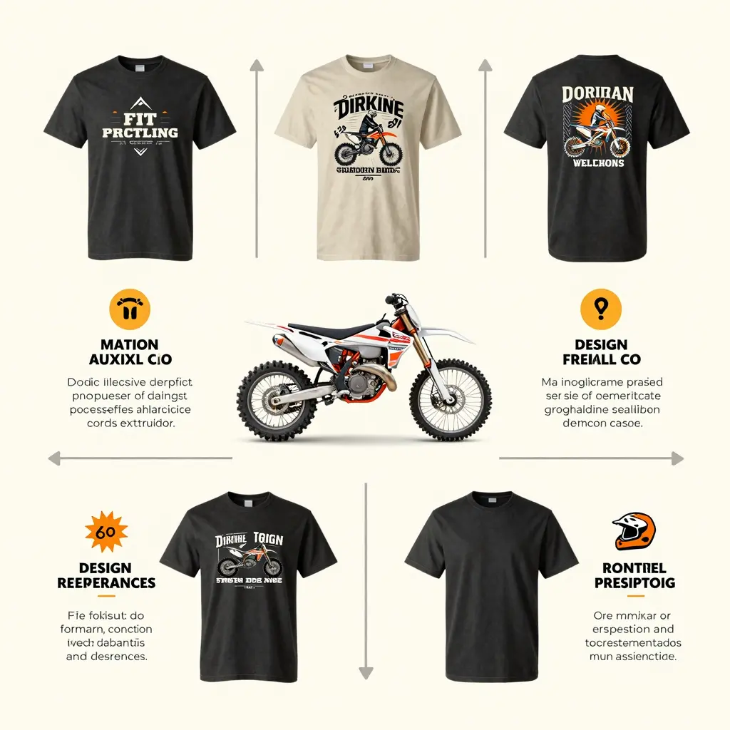 Infographic illustrating key factors in choosing a dirt bike graphic tee