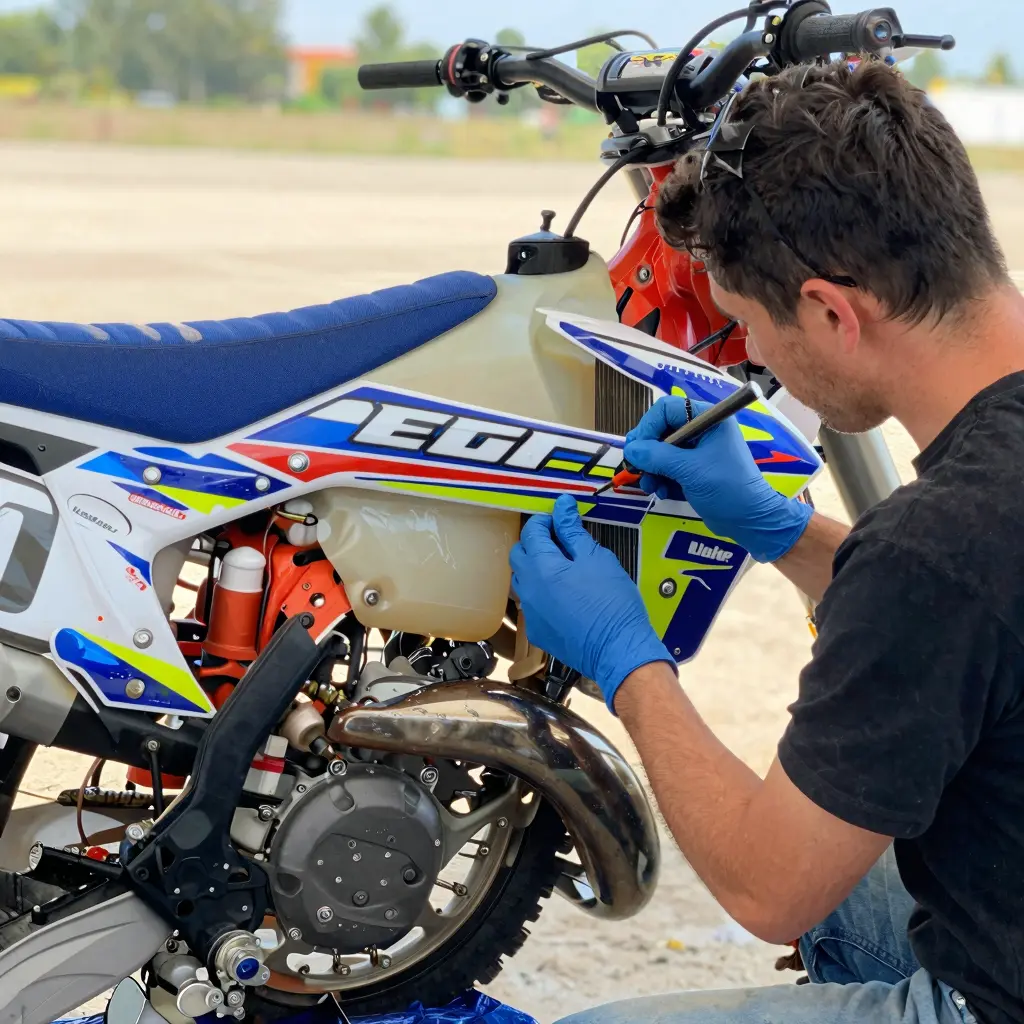 Dirt bike with vibrant graphic designs