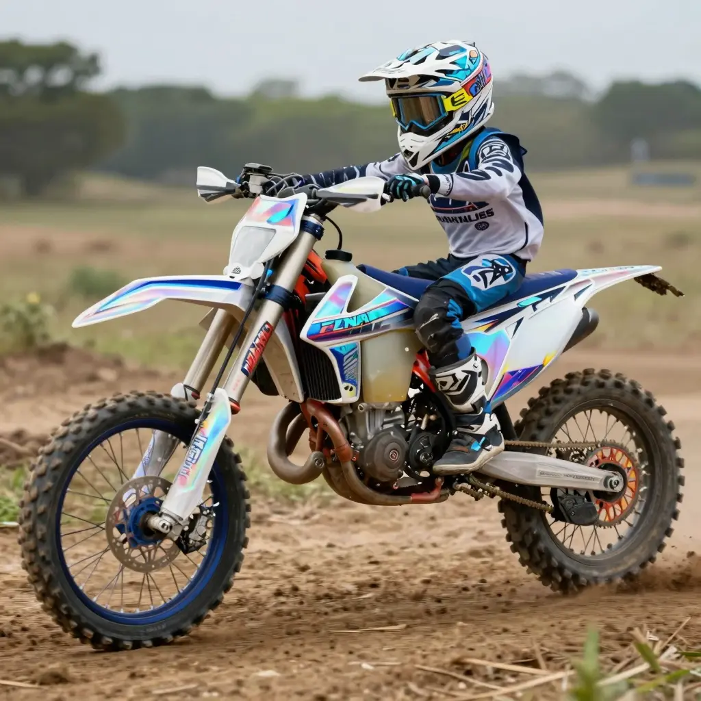 Holographic dirt bike graphic