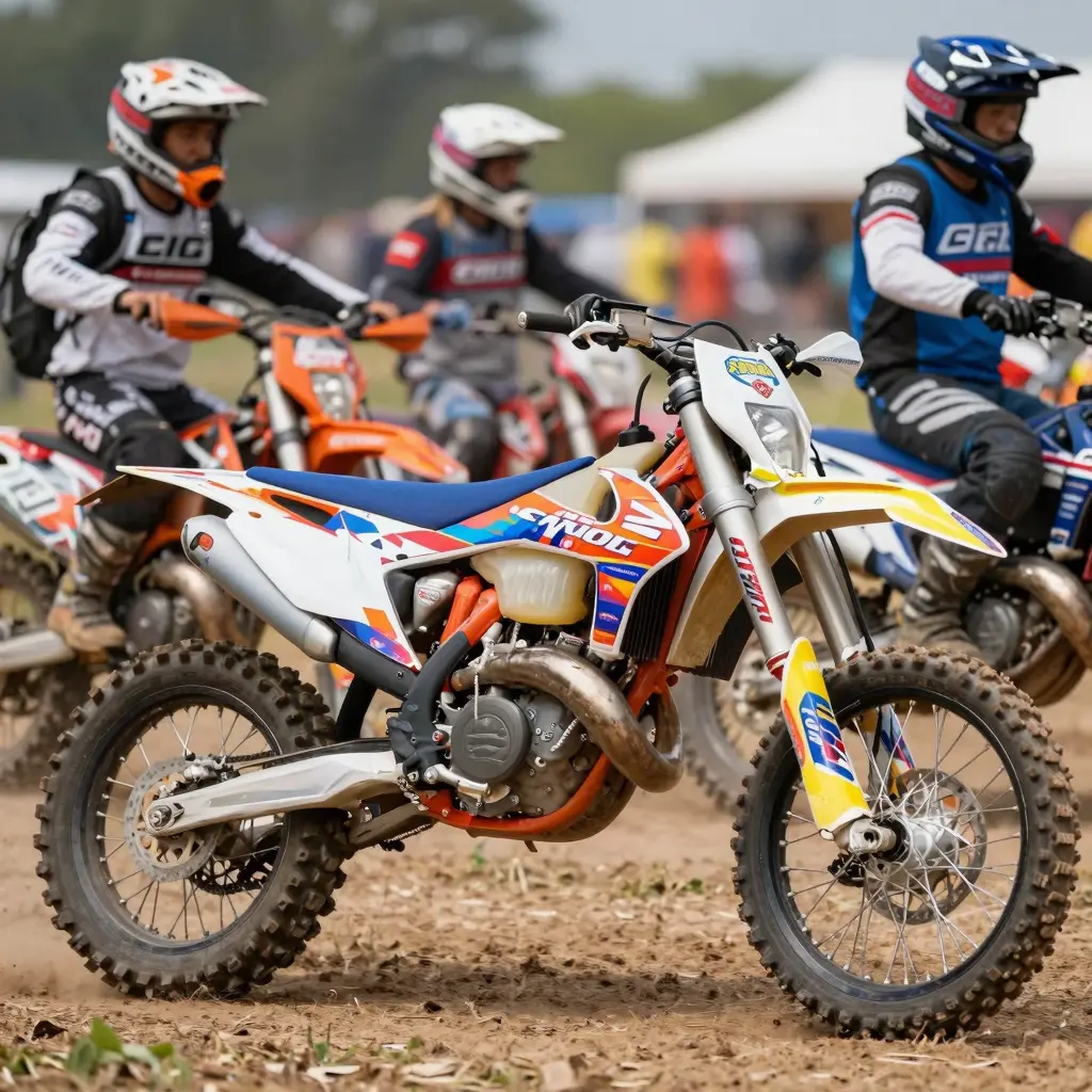 Vibrant dirt bike graphics showcasing personalization