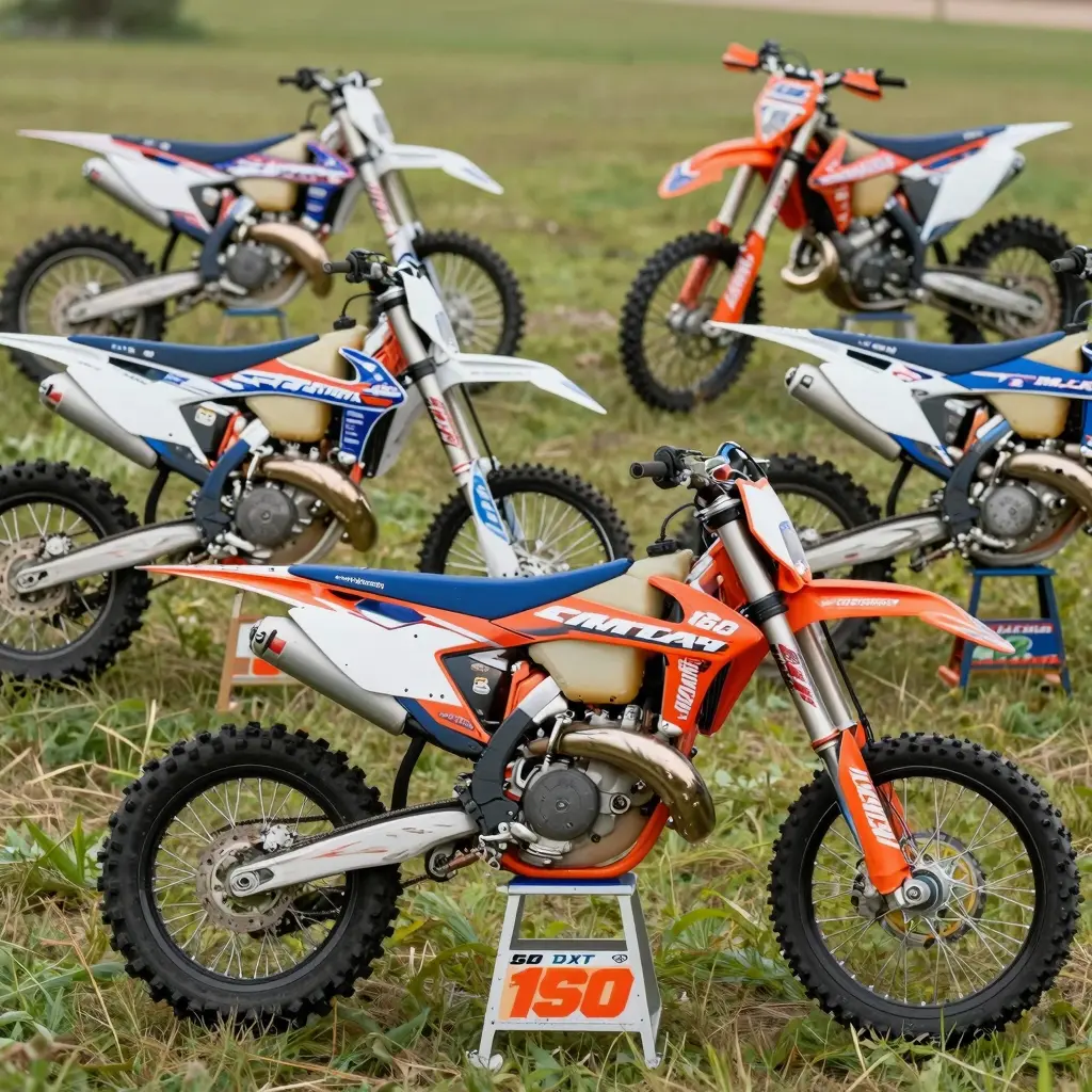 Various dirt bike graphics showcasing customizations