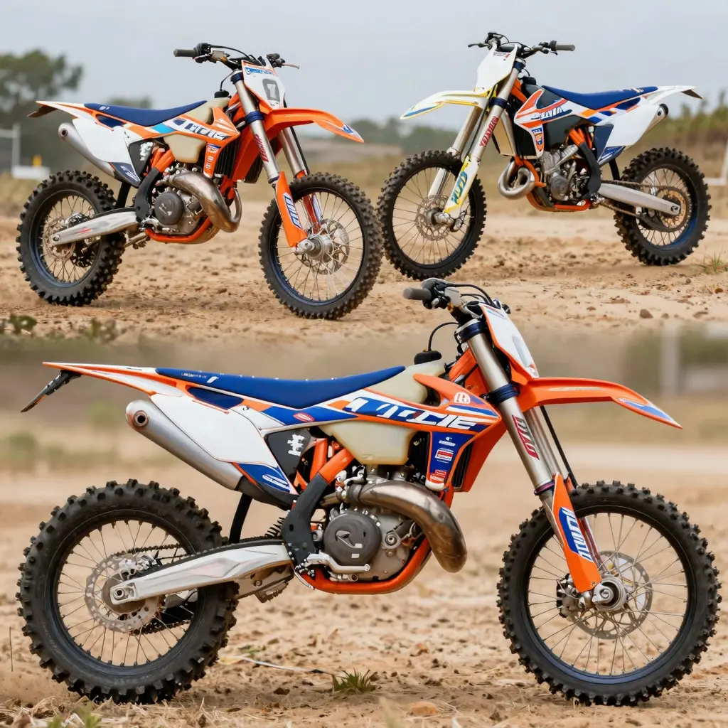 Custom dirt bike graphics showcasing vibrant designs