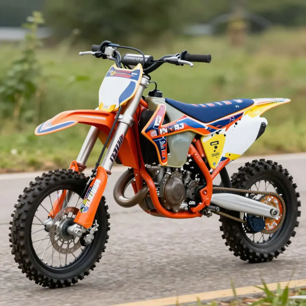 Mini Dirt Bike with Vibrant Graphics