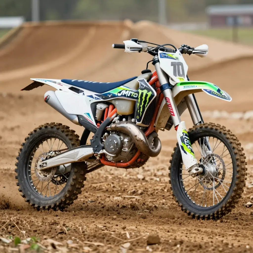 Striking Dirt Bike Model on a Dirt Track