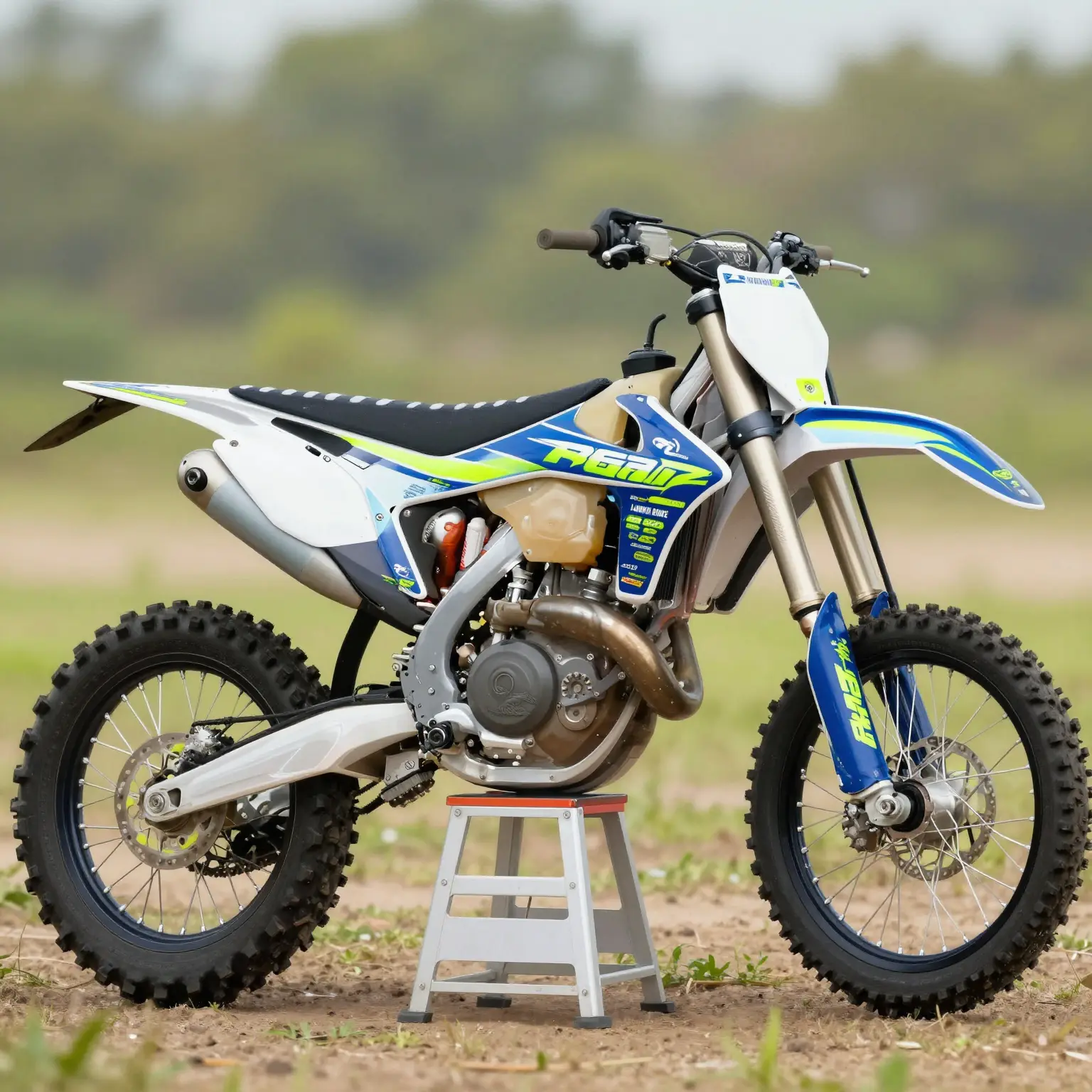 Step-by-step guide to applying neon graphics to a dirt bike