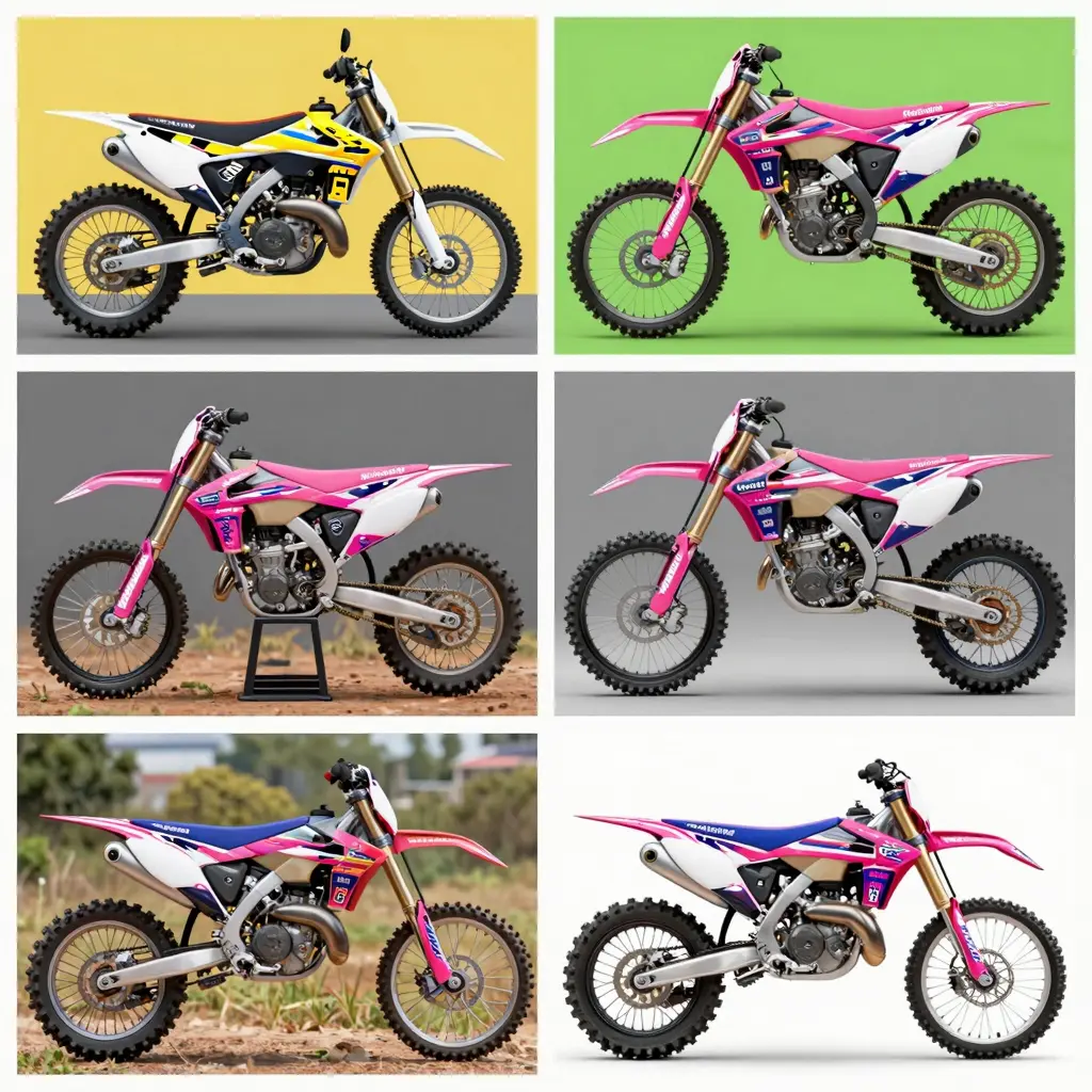 Collage of Pink Dirt Bike Graphic Kits