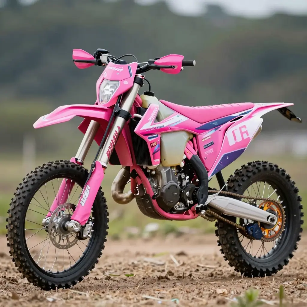 Dirt Bike with Pink Graphics