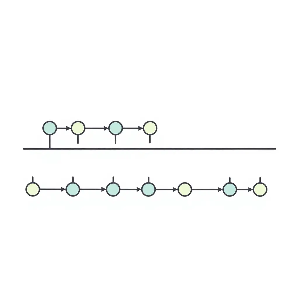 Flat 2D timeline diagram showing evenly spaced keepalive and publish packets active along a horizontal time axis, followed by a long empty gap that triggers idle expiry, then a renewed active segment